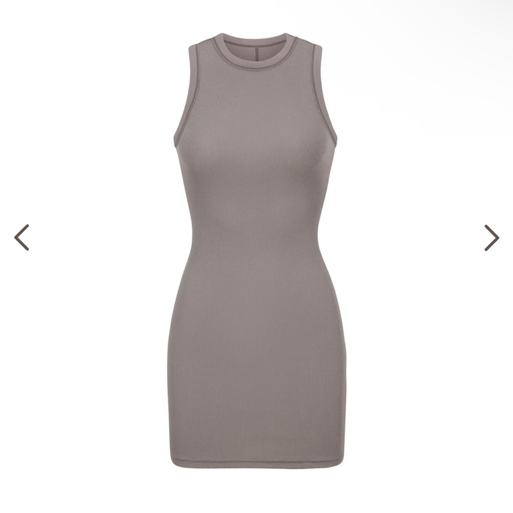 RARE-NWT SKIMS SMOKE COTTON RIB TANK DRESS